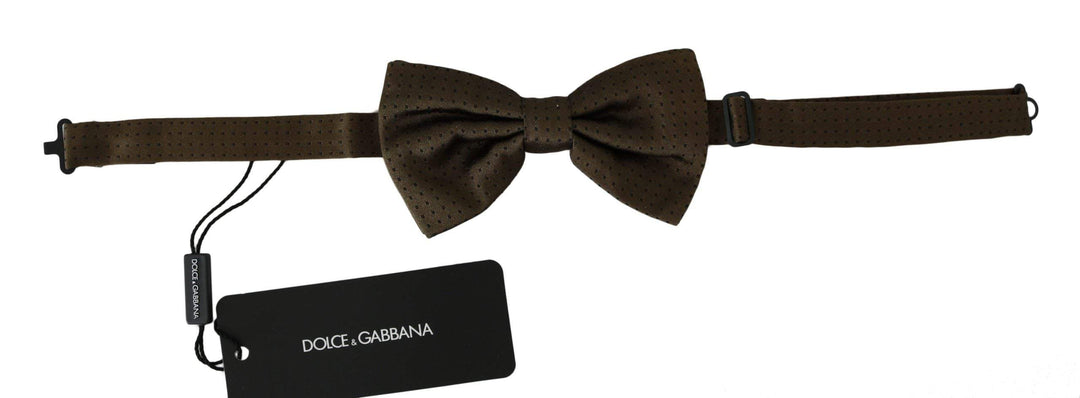 Dolce & Gabbana  Brown Polka Dots Silk Adjustable Neck Papillon Men Bow Tie #men, Accessories - New Arrivals, Brand_Dolce & Gabbana, Brown, Catch, Dolce & Gabbana, feed-agegroup-adult, feed-color-brown, feed-gender-male, feed-size-OS, Gender_Men, Kogan, Ties & Bowties - Men - Accessories at SEYMAYKA