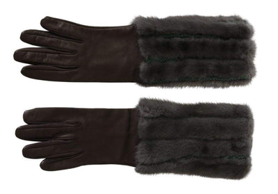 Dolce & Gabbana  Brown Mid Arm Length Leather Fur Gloves #women, 7.5|S, Accessories - New Arrivals, Brand_Dolce & Gabbana, Brown, Catch, Dolce & Gabbana, feed-agegroup-adult, feed-color-brown, feed-gender-female, feed-size-7.5|S, Gender_Women, Gloves - Women - Accessories, Kogan at SEYMAYKA