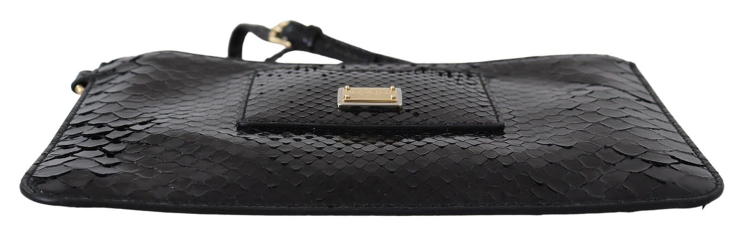 Dolce & gabbana Black Leather Coin Purse Wristlet Mirror Agnese Wallet
