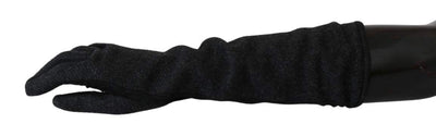 Dolce & Gabbana Black Gray Mid Arm Length Mittens Wool  Gloves #women, 7.5|S, Accessories - New Arrivals, Black, Dolce & Gabbana, feed-agegroup-adult, feed-color-Black, feed-gender-female, feed-size-7.5|S, Gloves - Women - Accessories at SEYMAYKA