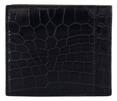 Dolce & Gabbana Black Bifold Card Holder Men Exotic Leather Wallet #men, Dolce & Gabbana, feed-agegroup-adult, feed-color-black, feed-gender-male, Wallets - Men - Bags at SEYMAYKA