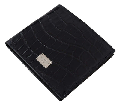 Dolce & Gabbana Black Bifold Card Holder Men Exotic Leather Wallet #men, Dolce & Gabbana, feed-agegroup-adult, feed-color-black, feed-gender-male, Wallets - Men - Bags at SEYMAYKA