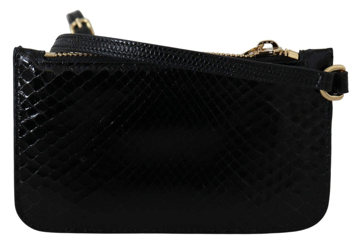 Dolce & Gabbana Black Leather Coin Purse Wristlet Mirror Agnese Wallet #women, Black, Dolce & Gabbana, feed-agegroup-adult, feed-color-Black, feed-gender-female, Handbags - New Arrivals, Wallets - Women - Bags at SEYMAYKA