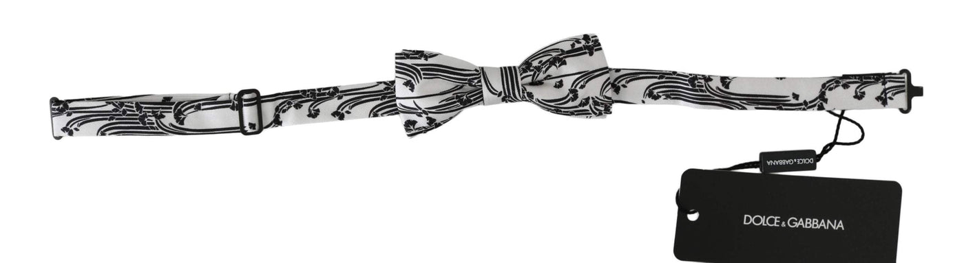 Dolce & Gabbana  Men White Pattern Silk Adjustable Neck Papillon Bow Tie #men, Accessories - New Arrivals, Brand_Dolce & Gabbana, Catch, Dolce & Gabbana, feed-agegroup-adult, feed-color-white, feed-gender-male, feed-size-OS, Gender_Men, Kogan, Ties & Bowties - Men - Accessories, White at SEYMAYKA
