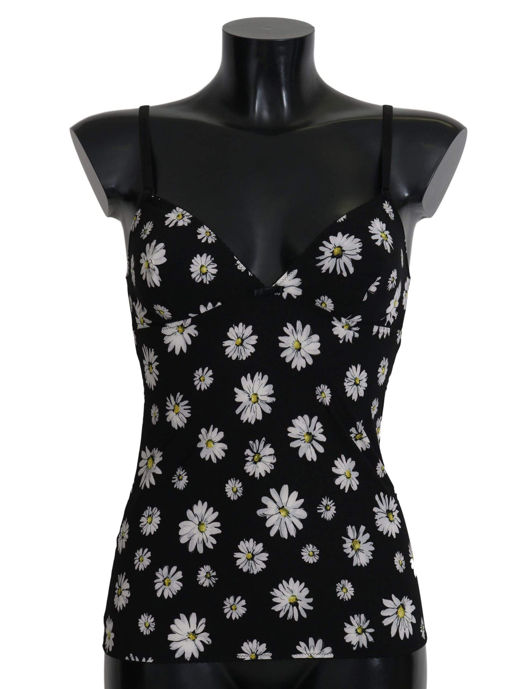 Dolce & Gabbana  Black Daisy Print Dress Lingerie Chemisole #women, Black, Brand_Dolce & Gabbana, Catch, Dolce & Gabbana, feed-agegroup-adult, feed-color-black, feed-gender-female, feed-size-IT2 | S, Gender_Women, IT2 | S, Kogan, Sleepwear - Women - Clothing, Women - New Arrivals at SEYMAYKA