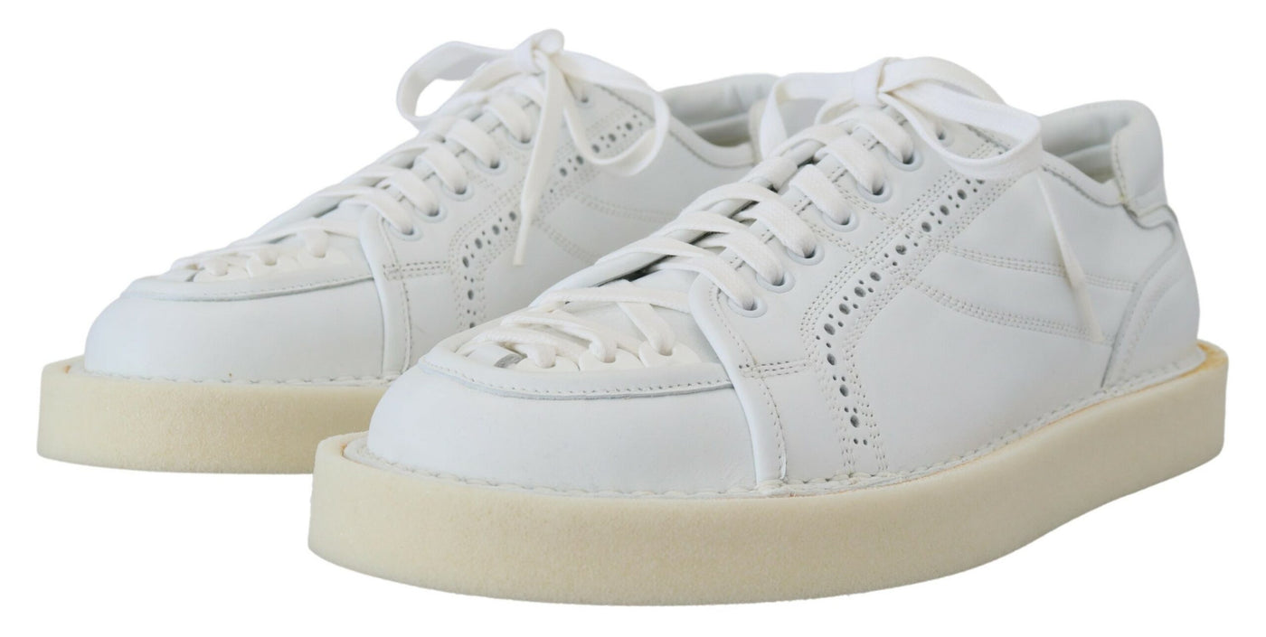 White Leather Low Top Oxford Sneakers Casual Shoes