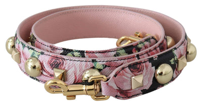 Dolce & Gabbana Pink Floral Gold Studs Bag Accessory Shoulder Strap #women, Accessories - New Arrivals, Belts - Women - Accessories, Dolce & Gabbana, feed-agegroup-adult, feed-color-pink, feed-gender-female, Pink at SEYMAYKA
