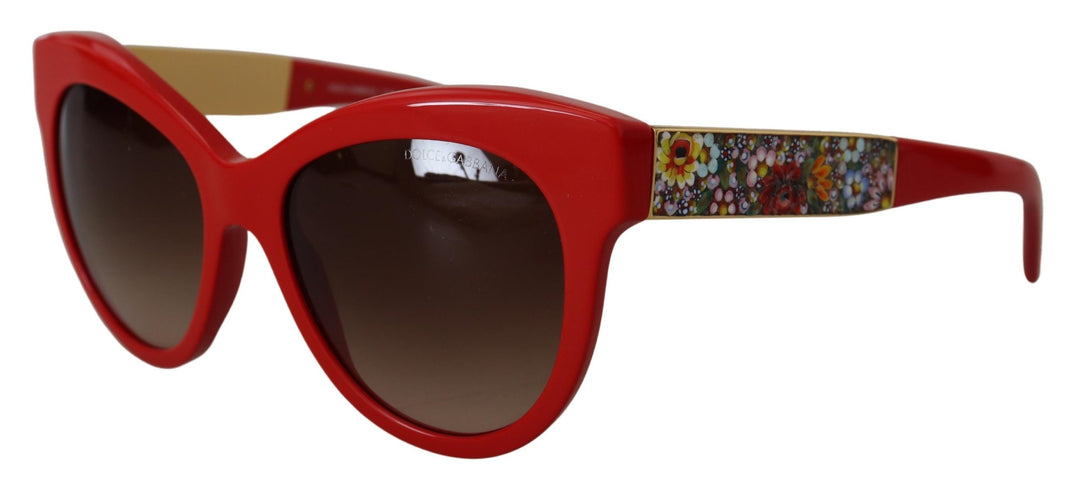 Dolce & Gabbana Red Cat Eye Lens Floral Arm Shades DG4215 Sunglasses