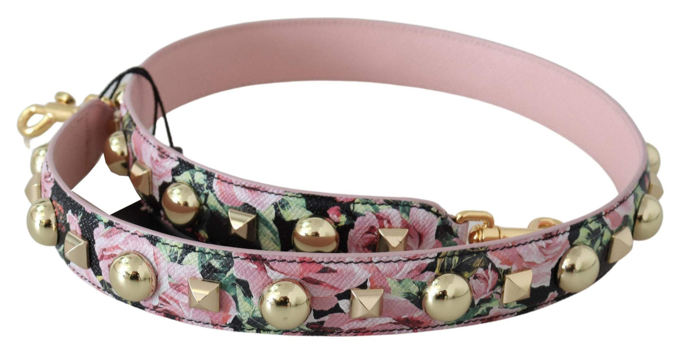 Dolce & Gabbana Pink Floral Gold Studs Bag Accessory Shoulder Strap #women, Accessories - New Arrivals, Belts - Women - Accessories, Dolce & Gabbana, feed-agegroup-adult, feed-color-pink, feed-gender-female, Pink at SEYMAYKA