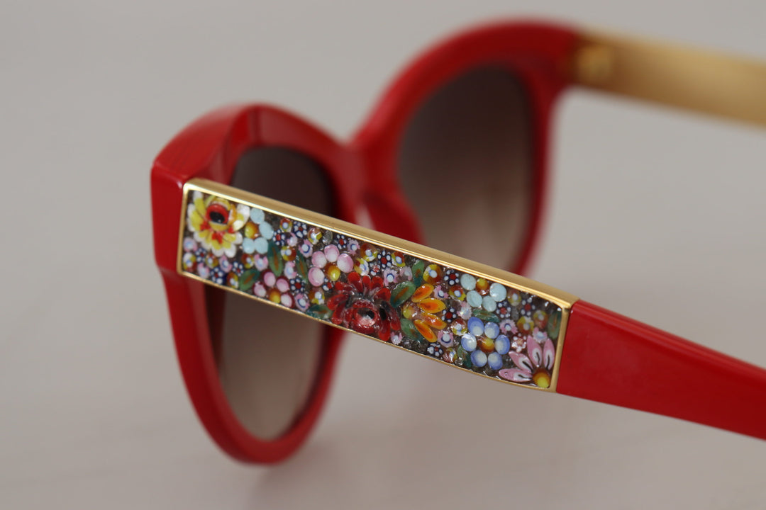 Dolce & Gabbana Red Cat Eye Lens Floral Arm Shades DG4215 Sunglasses