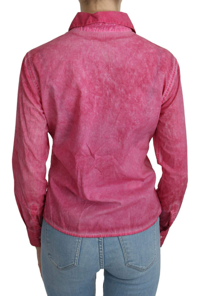 Ermanno Scervino Pink Collared Long Sleeve Shirt Blouse Top #women, Ermanno Scervino, feed-agegroup-adult, feed-color-Pink, feed-gender-female, IT42|M, Pink, Shirts - Women - Clothing, Women - New Arrivals at SEYMAYKA