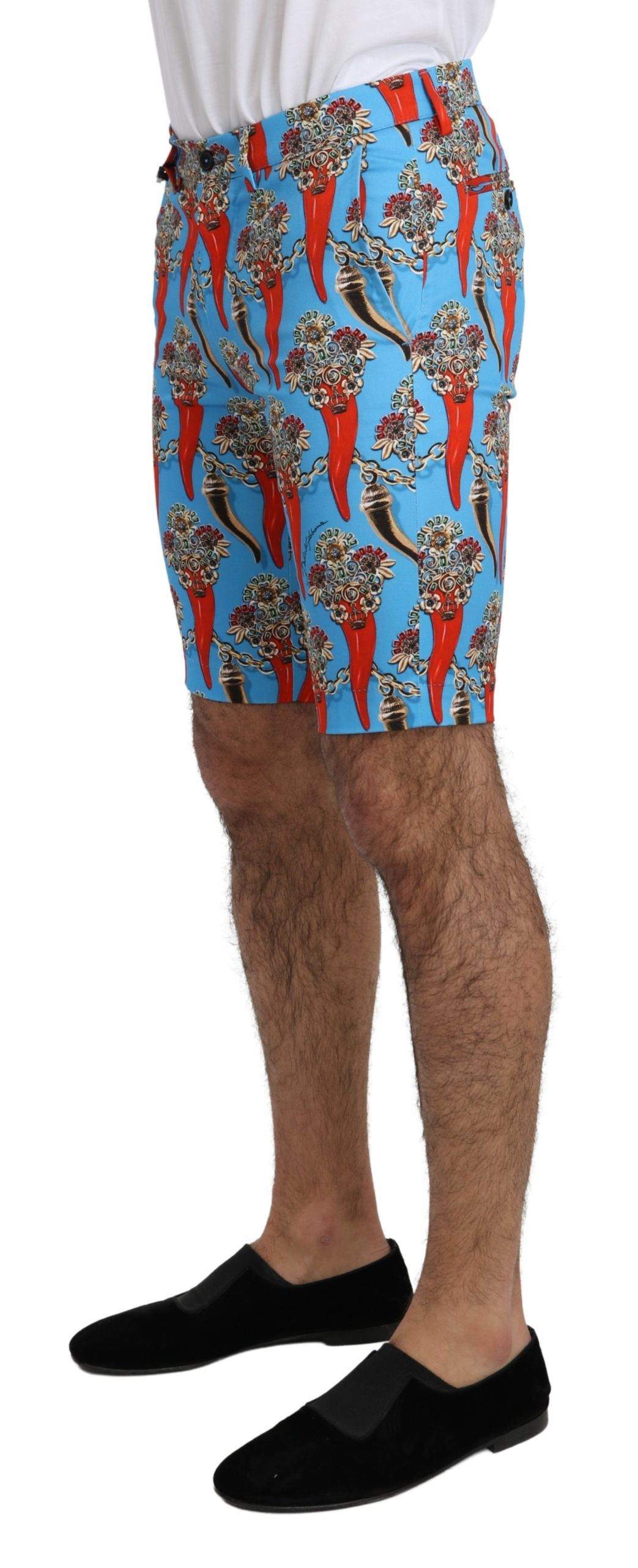 Dolce & Gabbana  Blue Cotton Stretch Casual Royal Chili Shorts #men, Blue, Brand_Dolce & Gabbana, Catch, Dolce & Gabbana, feed-agegroup-adult, feed-color-blue, feed-gender-male, feed-size-IT44 | XS, Gender_Men, IT44 | XS, Kogan, Men - New Arrivals, Shorts - Men - Clothing at SEYMAYKA