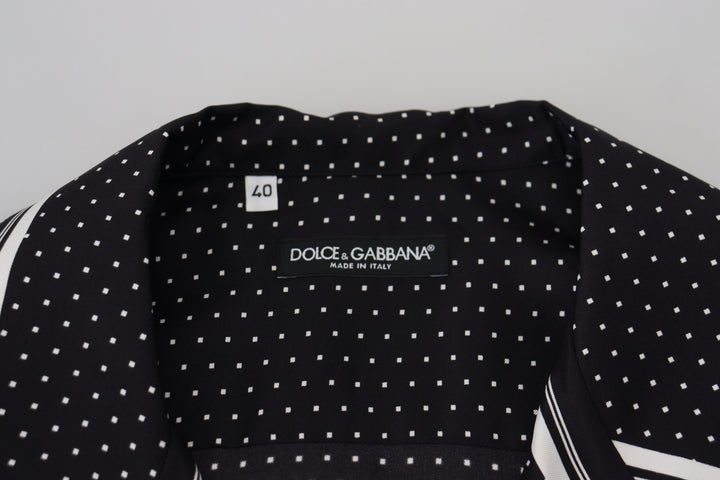 Dolce & Gabbana Black White Polka Dots Men Pajama Silk Top
