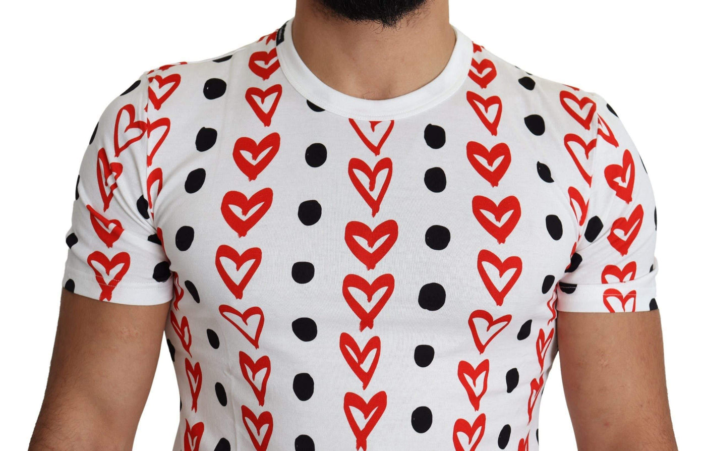 Dolce & Gabbana White Hearts Print  Cotton Men Top T-shirt #men, Brand_Dolce & Gabbana, Dolce & Gabbana, feed-agegroup-adult, feed-color-white, feed-gender-male, feed-size-IT44 | XS, feed-size-IT46 | S, feed-size-IT50 | L, feed-size-IT54 | XL, Gender_Men, IT44 | XS, IT46 | S, IT48 | M, IT50 | L, IT54 | XL, Men - New Arrivals, T-shirts - Men - Clothing, White at SEYMAYKA