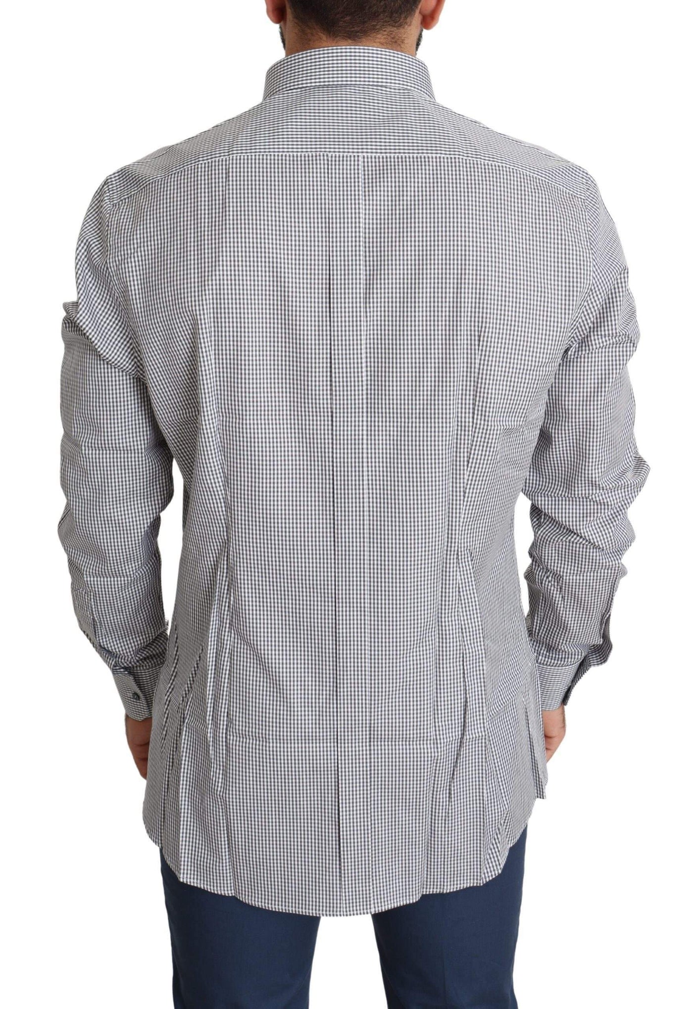 Dolce & Gabbana Black White Checkered GOLD Dress Cotton Shirt #men, 44 | 3XL, Black, Brand_Dolce & Gabbana, Dolce & Gabbana, feed-agegroup-adult, feed-color-black, feed-gender-male, feed-size-44 | 3XL, feed-size-IT38 | XS, Gender_Men, IT38 | XS, Men - New Arrivals, Shirts - Men - Clothing at SEYMAYKA