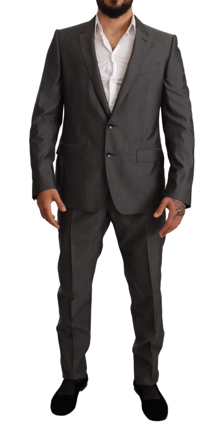Dolce & Gabbana Gray Metallic MARTINI Slim Fit Set Suit #men, Dolce & Gabbana, feed-agegroup-adult, feed-color-Gray, feed-gender-male, Gray, IT48 | M, IT50 | L, IT52 | XL, IT54 | XL, Suits - Men - Clothing at SEYMAYKA