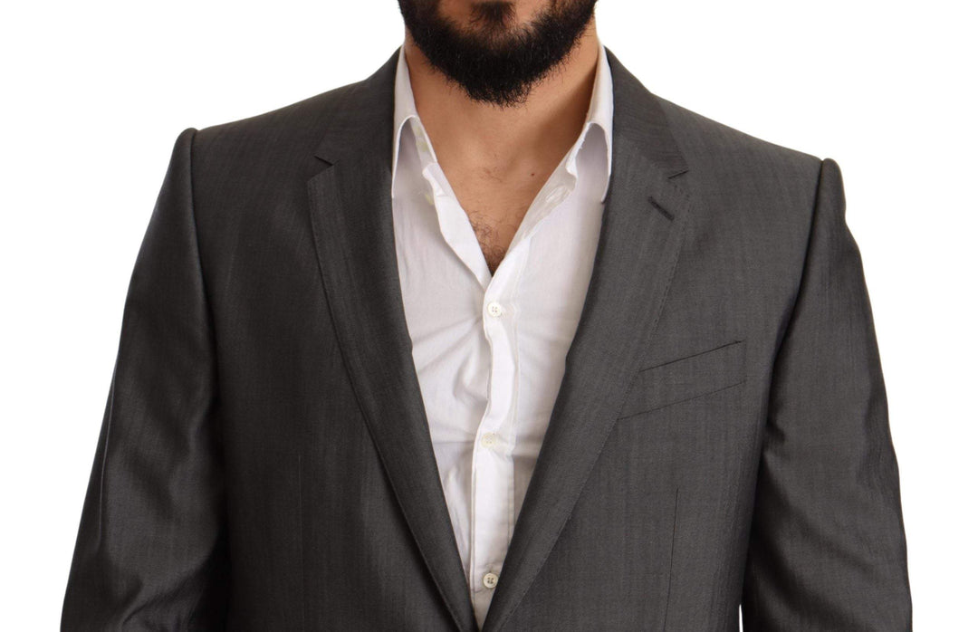 Dolce & Gabbana Gray Metallic MARTINI Slim Fit Set Suit #men, Dolce & Gabbana, feed-agegroup-adult, feed-color-Gray, feed-gender-male, Gray, IT48 | M, IT50 | L, IT52 | XL, IT54 | XL, Suits - Men - Clothing at SEYMAYKA