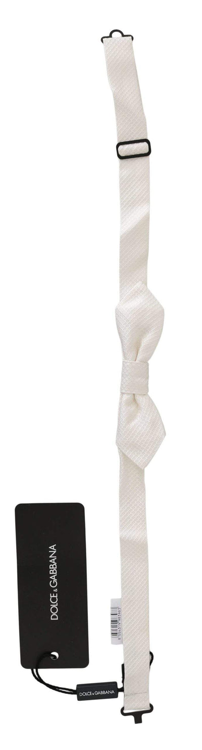 Dolce & Gabbana  White 100% Silk Slim Adjustable Neck Papillon Men Tie #men, Accessories - New Arrivals, Brand_Dolce & Gabbana, Catch, Dolce & Gabbana, feed-agegroup-adult, feed-color-white, feed-gender-male, feed-size-OS, Gender_Men, Kogan, Ties & Bowties - Men - Accessories, White at SEYMAYKA
