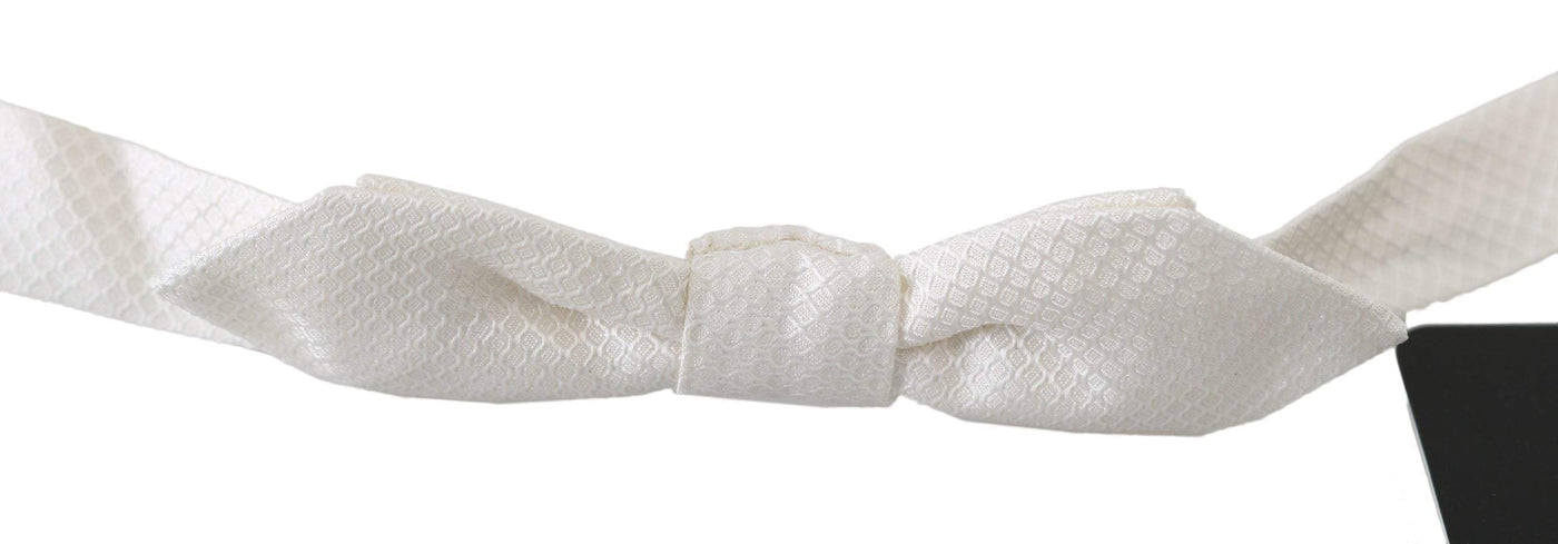 Dolce & Gabbana  White 100% Silk Slim Adjustable Neck Papillon Men Tie #men, Accessories - New Arrivals, Brand_Dolce & Gabbana, Catch, Dolce & Gabbana, feed-agegroup-adult, feed-color-white, feed-gender-male, feed-size-OS, Gender_Men, Kogan, Ties & Bowties - Men - Accessories, White at SEYMAYKA