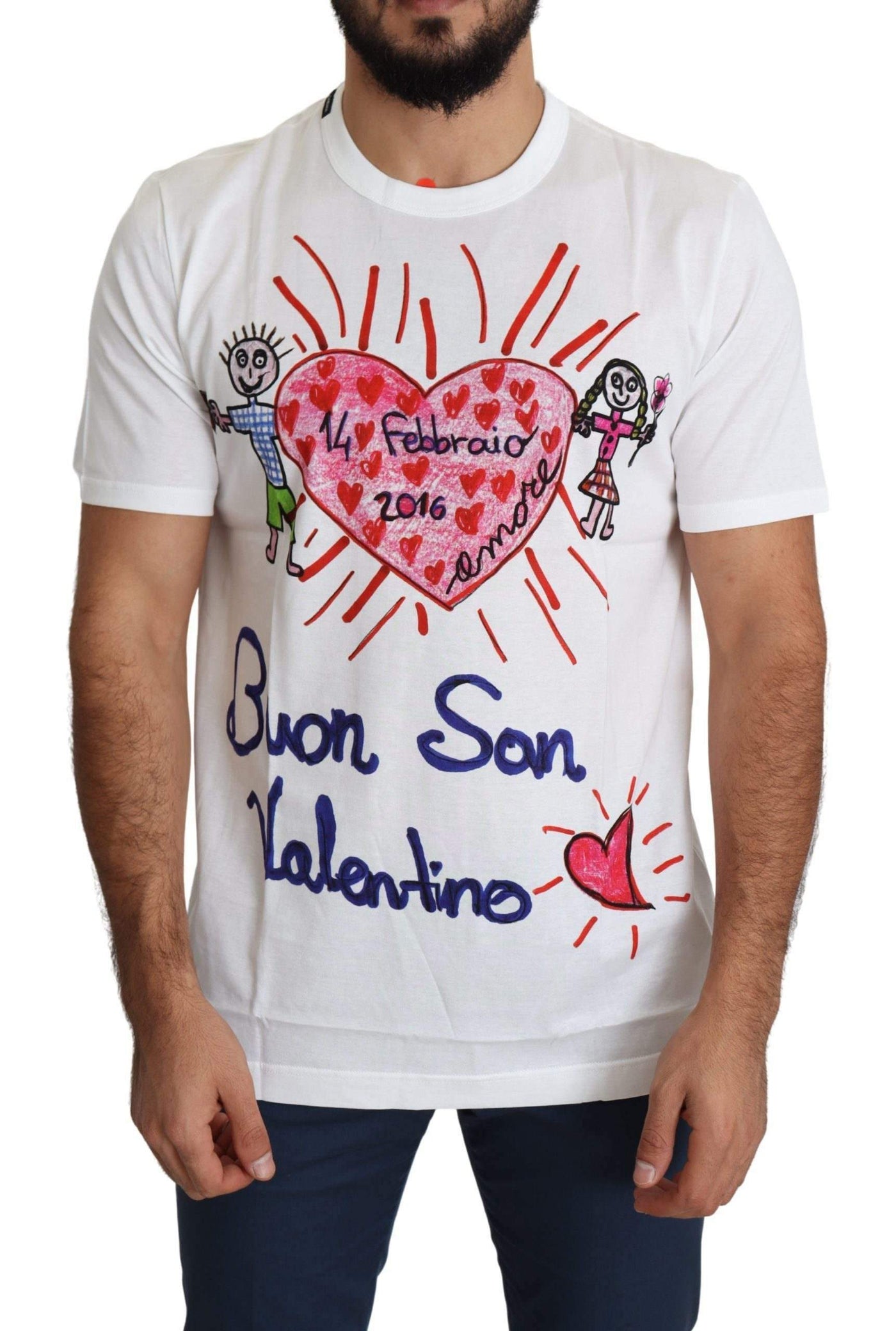 Dolce & Gabbana White Saint Valentine Hearts Print Men  T-shirt #men, Brand_Dolce & Gabbana, Dolce & Gabbana, feed-agegroup-adult, feed-color-white, feed-gender-male, feed-size-IT46 | S, feed-size-IT50 | L, feed-size-IT56 | XXL, Gender_Men, IT46 | S, IT50 | L, IT56 | XXL, Men - New Arrivals, T-shirts - Men - Clothing, White at SEYMAYKA