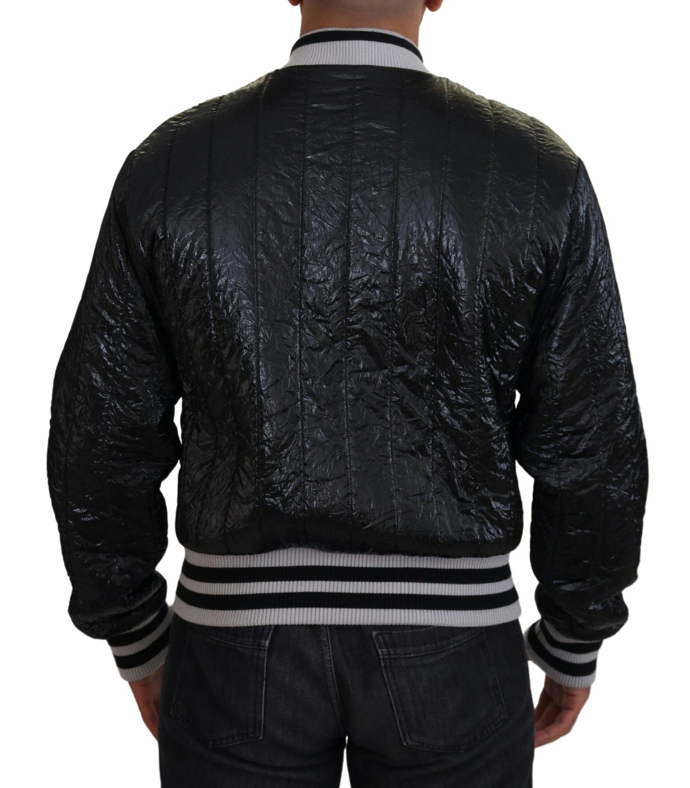 Dolce & Gabbana Black DG Logo Print Lining Bomber Jacket