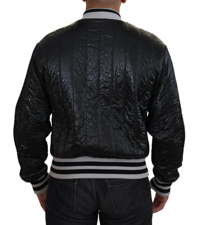 Dolce & Gabbana Black DG Logo Print Lining Bomber Jacket