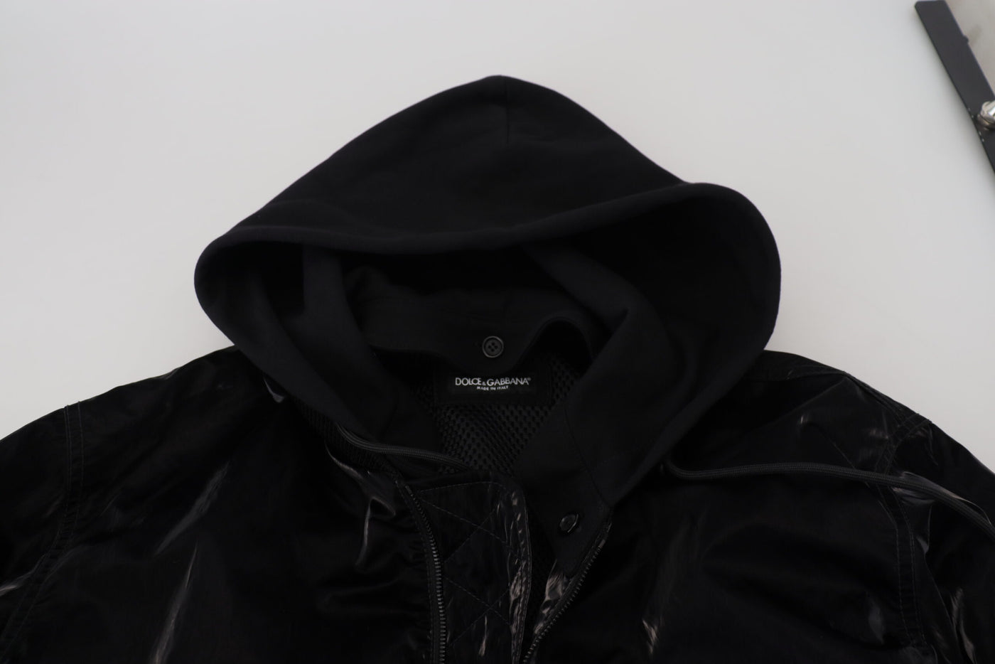 Dolce & Gabbana Black Nylon Hooded Full Zip Bomber Jacket