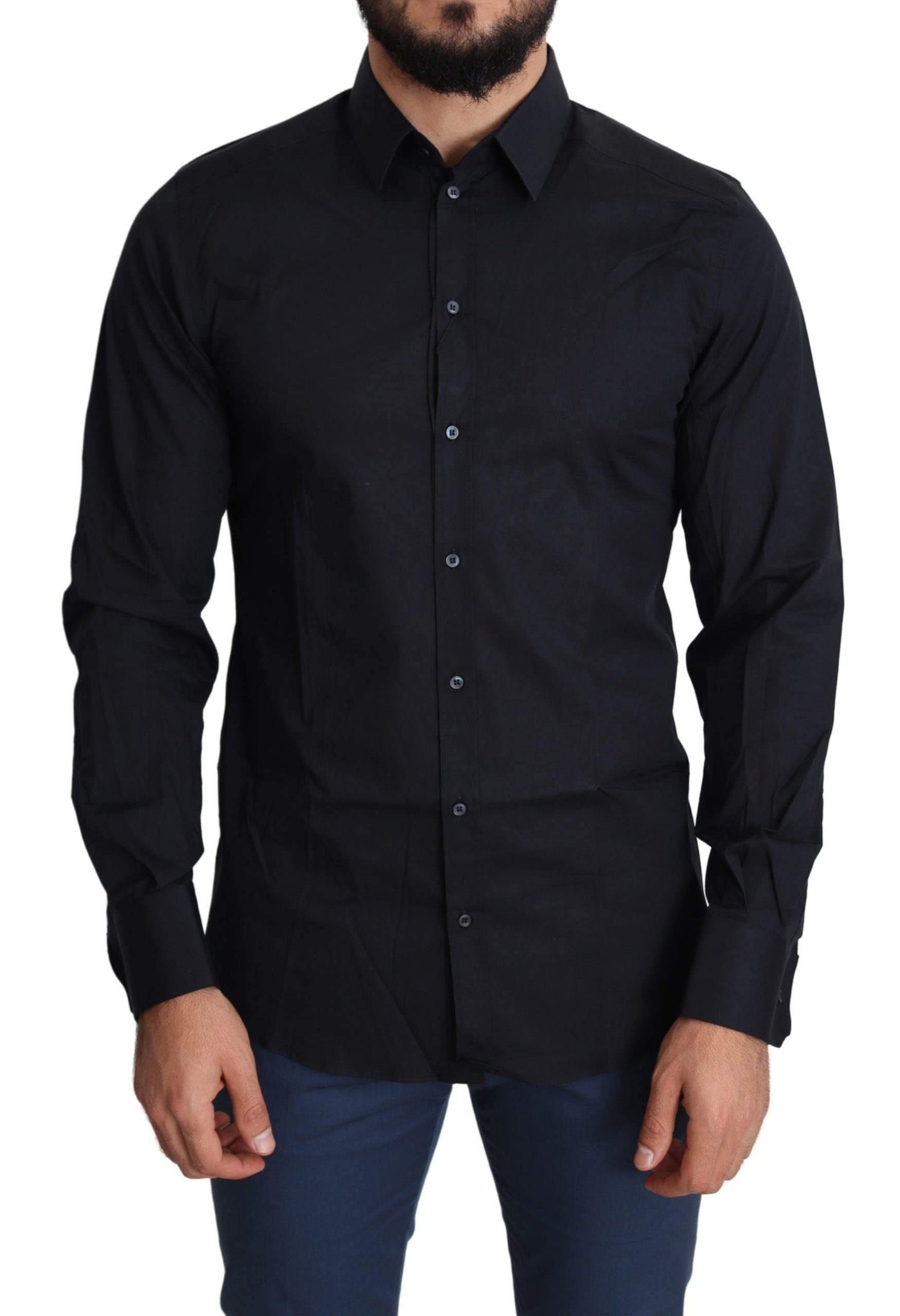 Dolce & Gabbana Black Cotton Formal GOLD Dress Shirt #men, Black, Brand_Dolce & Gabbana, Dolce & Gabbana, feed-agegroup-adult, feed-color-black, feed-gender-male, feed-size-IT38 | XS, feed-size-IT40 | M, Gender_Men, IT38 | XS, IT40 | M, Men - New Arrivals, Shirts - Men - Clothing at SEYMAYKA
