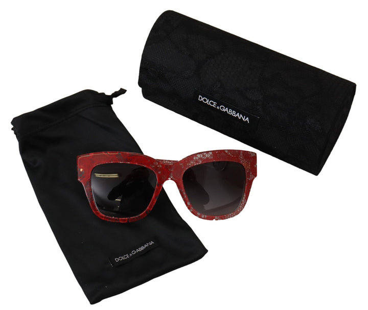 Dolce & Gabbana Red Lace Acetate Rectangle Shades DG4231Sunglasses