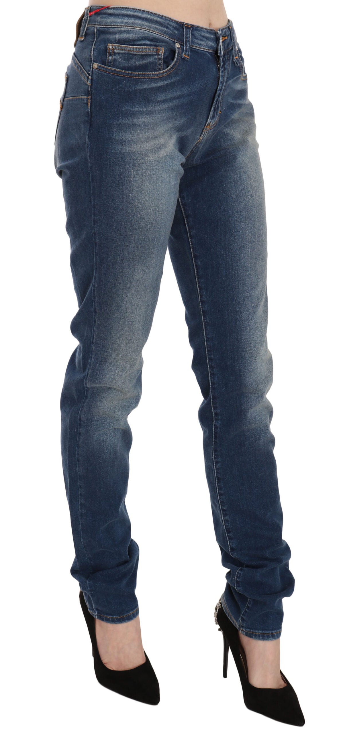 Fiorucci Blue Washed Mid Waist Slim Fit Denim Jeans