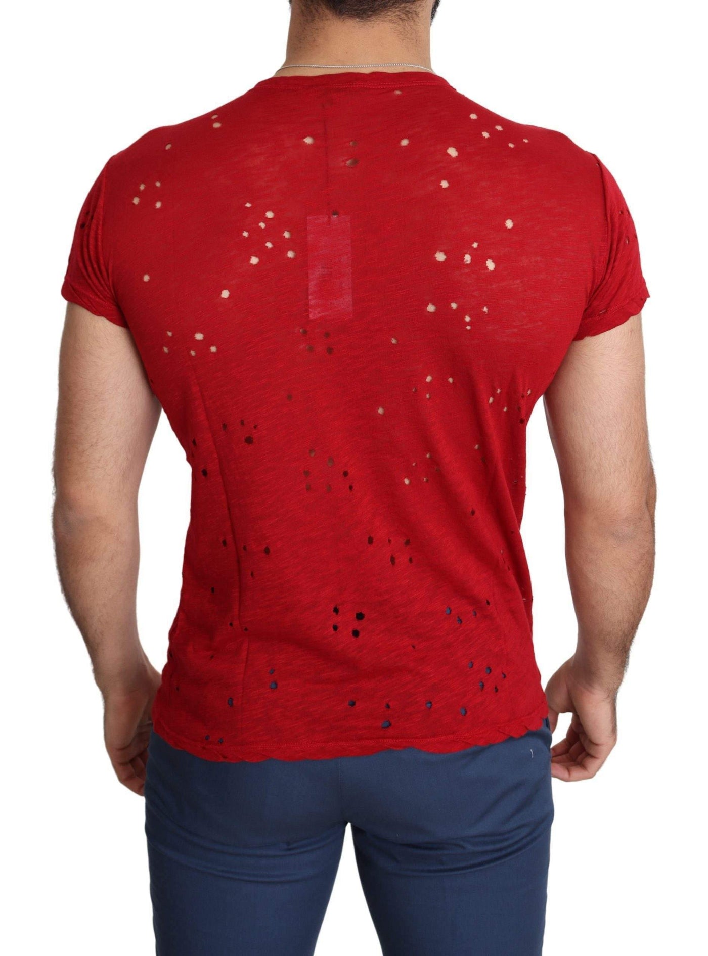 Guess Red Cotton Logo Print Men Casual Top Perforated T-shirt #men, feed-agegroup-adult, feed-color-red, feed-gender-male, feed-size-L, feed-size-M, feed-size-S, feed-size-XL, Gender_Men, Guess, L, M, Men - New Arrivals, Red, S, T-shirts - Men - Clothing, XL at SEYMAYKA