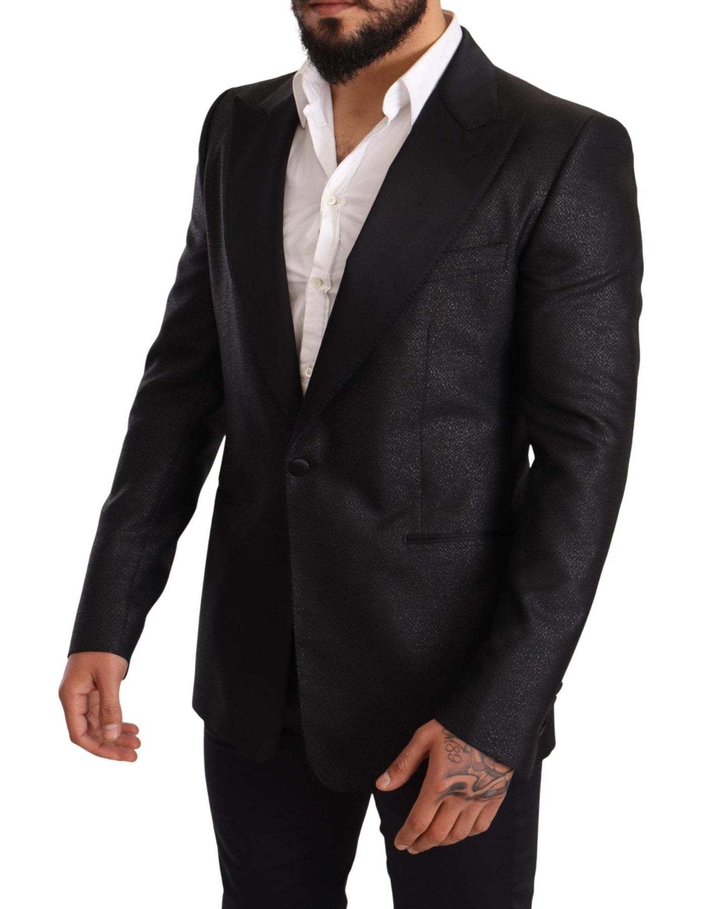 Dolce & Gabbana Black Metallic Slim Jacket Tuxedo Blazer #men, Black, Blazers - Men - Clothing, Dolce & Gabbana, feed-agegroup-adult, feed-color-Black, feed-gender-male, IT50 | L at SEYMAYKA