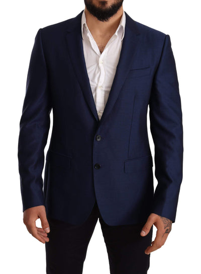 Dolce & Gabbana Blue Wool Slim Fit Coat MARTINI Blazer #men, Blazers - Men - Clothing, Blue, Dolce & Gabbana, feed-agegroup-adult, feed-color-Blue, feed-gender-male, IT50 | L at SEYMAYKA