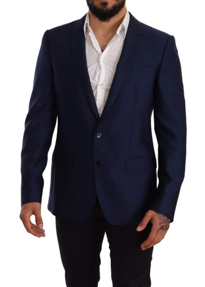 Dolce & Gabbana Blue Wool Slim Fit Coat MARTINI Blazer #men, Blazers - Men - Clothing, Blue, Dolce & Gabbana, feed-agegroup-adult, feed-color-Blue, feed-gender-male, IT50 | L at SEYMAYKA
