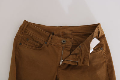 Plein Sud Brown Cotton Mid Waist Skinny Slim Fit Denim Jeans