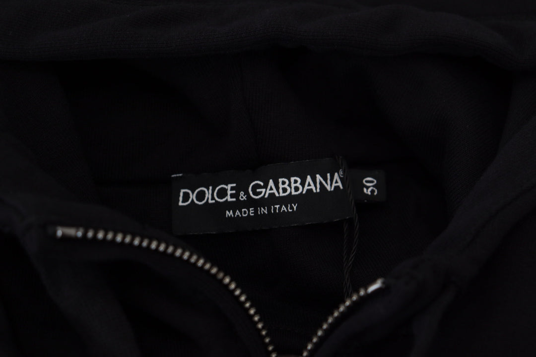 Dolce & Gabbana Black Nylon Hooded Full Zip Men Coat Jacket
