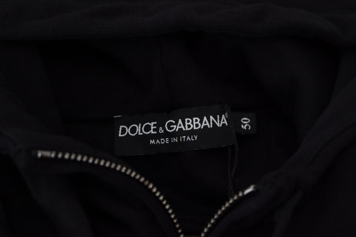 Dolce & Gabbana Black Nylon Hooded Full Zip Men Coat Jacket