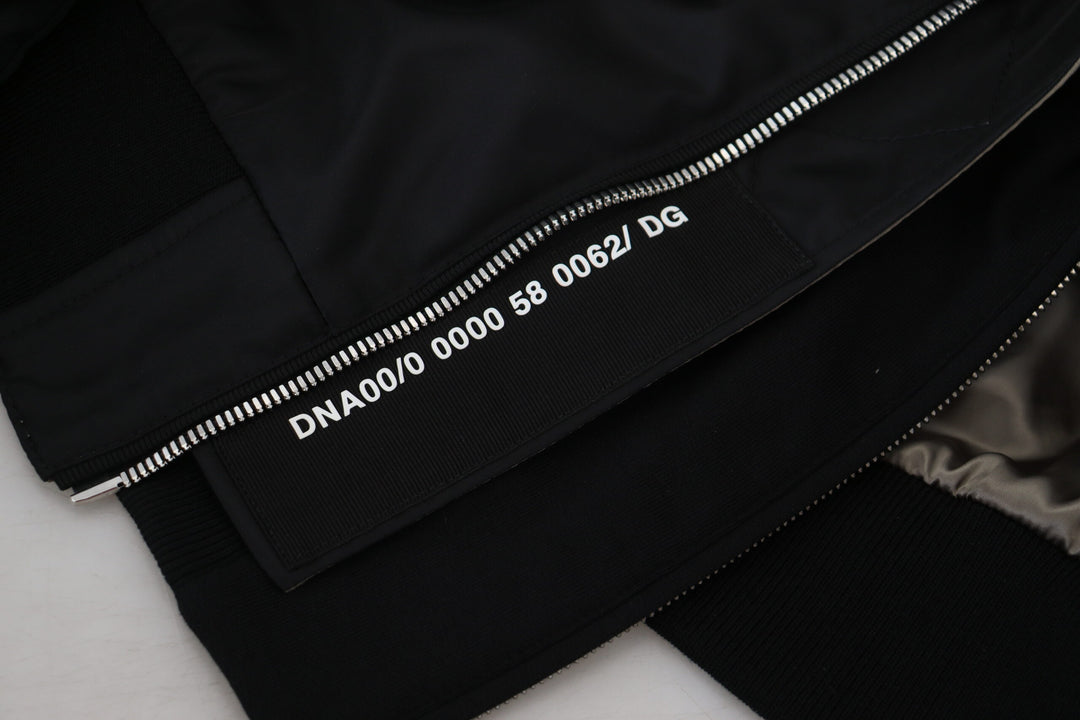 Dolce & Gabbana Black Nylon Hooded Full Zip Men Coat Jacket