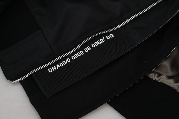 Dolce & Gabbana Black Nylon Hooded Full Zip Men Coat Jacket