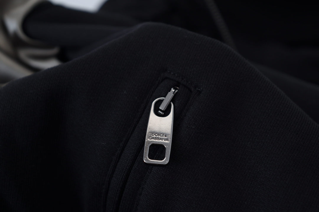 Dolce & Gabbana Black Nylon Hooded Full Zip Men Coat Jacket