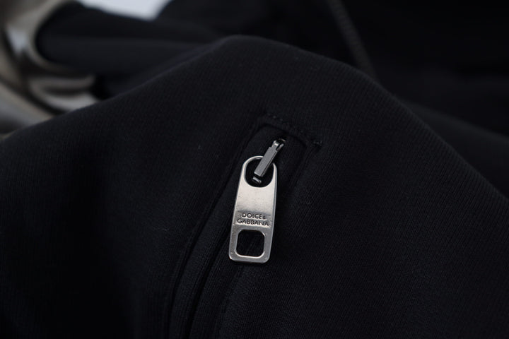 Dolce & Gabbana Black Nylon Hooded Full Zip Men Coat Jacket