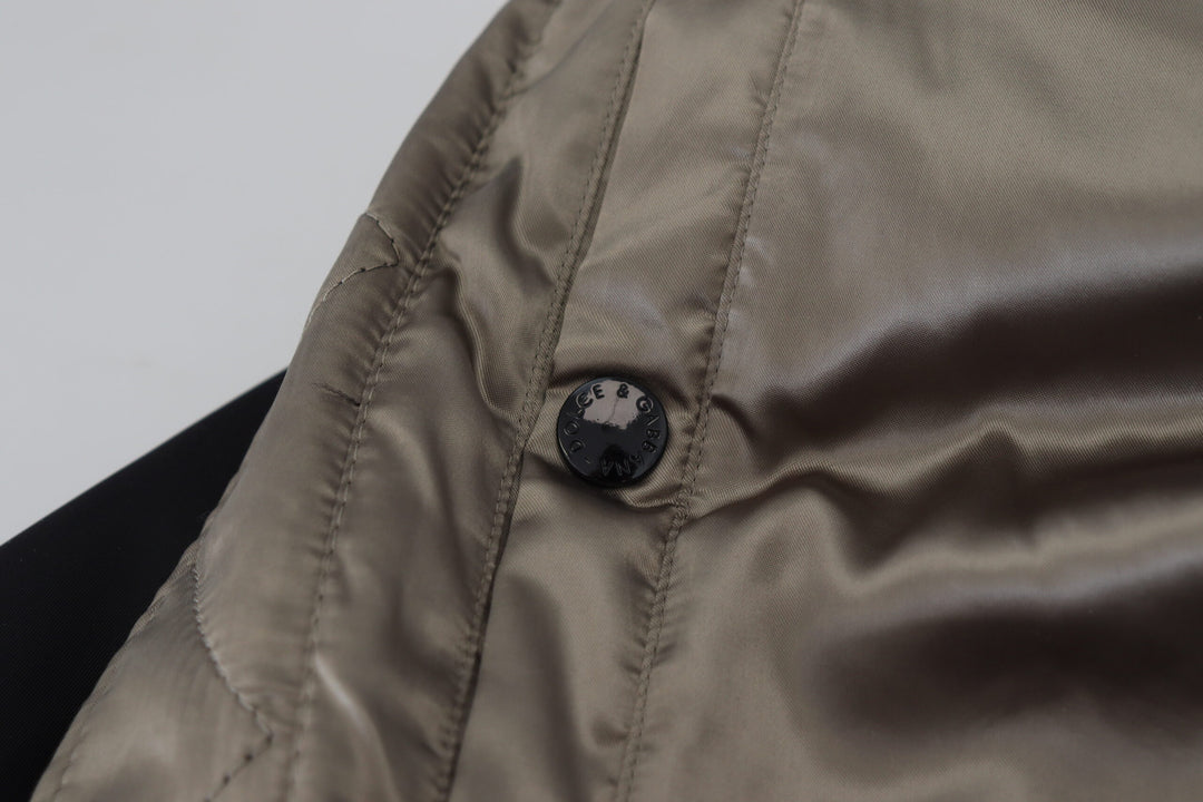 Dolce & Gabbana Black Nylon Hooded Full Zip Men Coat Jacket