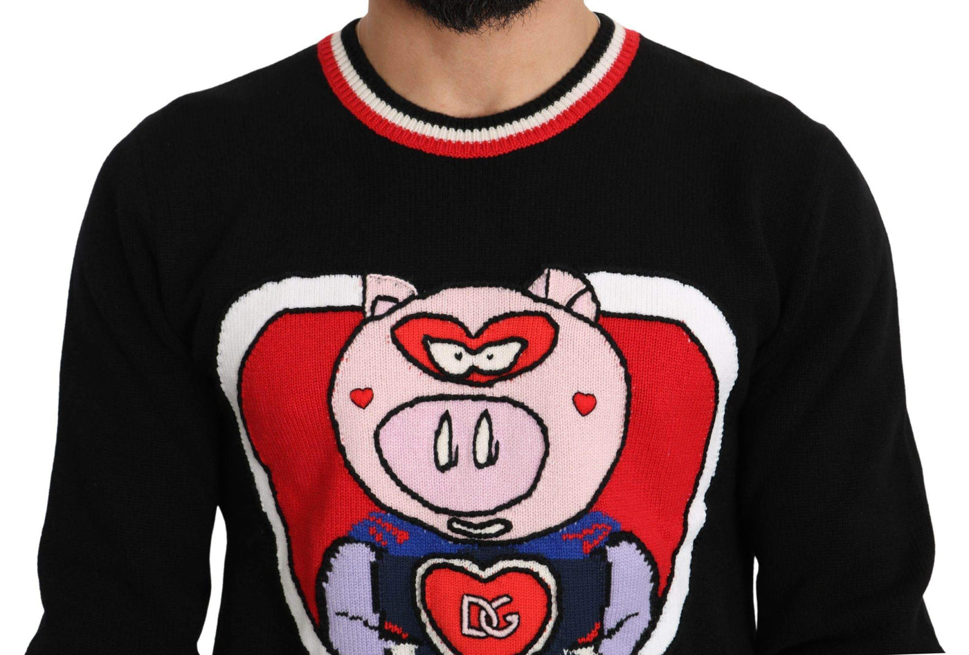 Dolce & Gabbana  Black Cashmere Pig of the Year Pullover Sweater #men, Black, Brand_Dolce & Gabbana, Catch, Dolce & Gabbana, feed-agegroup-adult, feed-color-black, feed-gender-male, feed-size-IT46 | S, feed-size-IT48 | M, Gender_Men, IT46 | S, IT48 | M, Kogan, Men - New Arrivals, Sweaters - Men - Clothing at SEYMAYKA