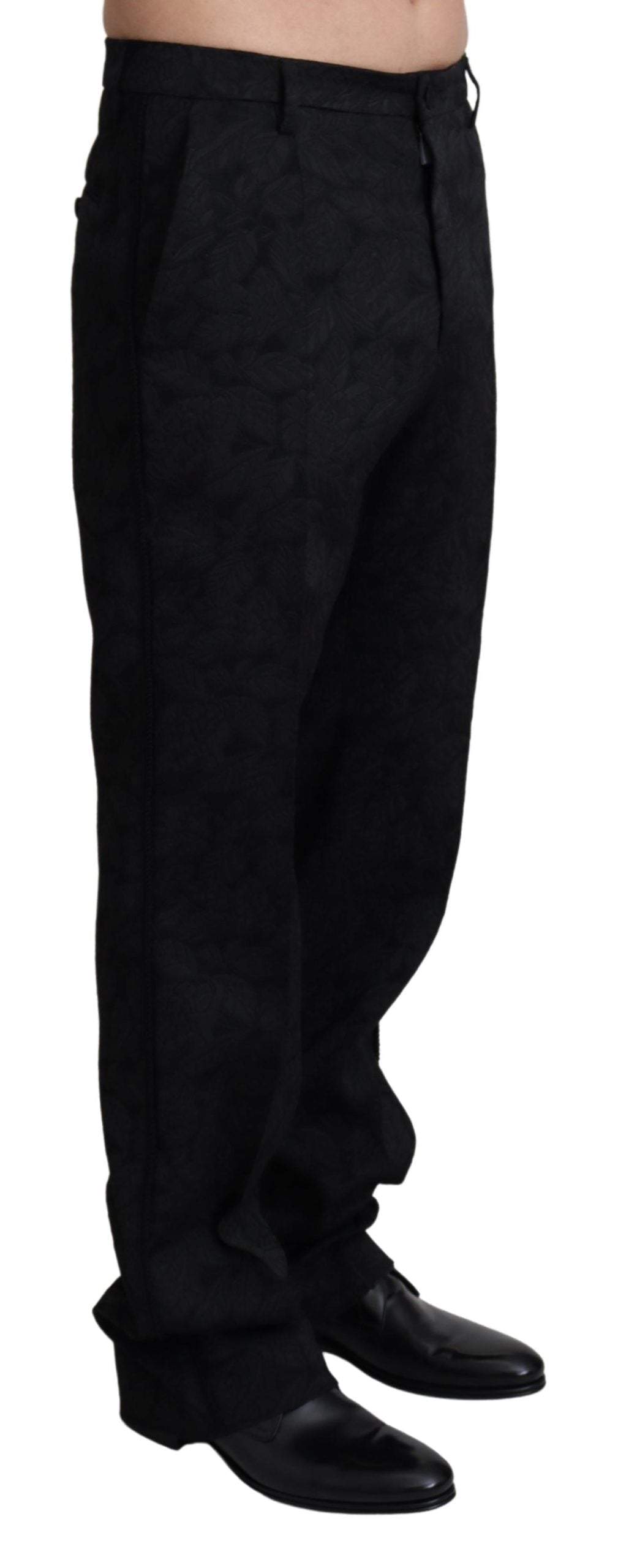 Dolce & Gabbana Black Jaquard Formal Men Trouser Pants #men, Black, Dolce & Gabbana, feed-agegroup-adult, feed-color-Black, feed-gender-male, IT44 | XS, Jeans & Pants - Men - Clothing at SEYMAYKA