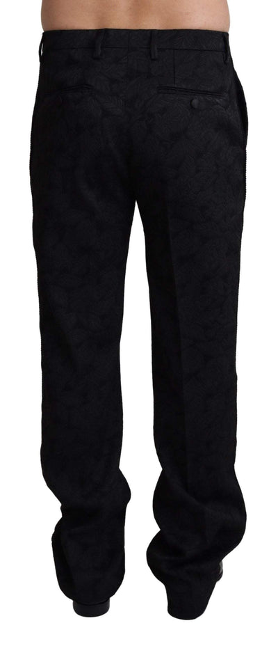Dolce & Gabbana Black Jaquard Formal Men Trouser Pants #men, Black, Dolce & Gabbana, feed-agegroup-adult, feed-color-Black, feed-gender-male, IT44 | XS, Jeans & Pants - Men - Clothing at SEYMAYKA