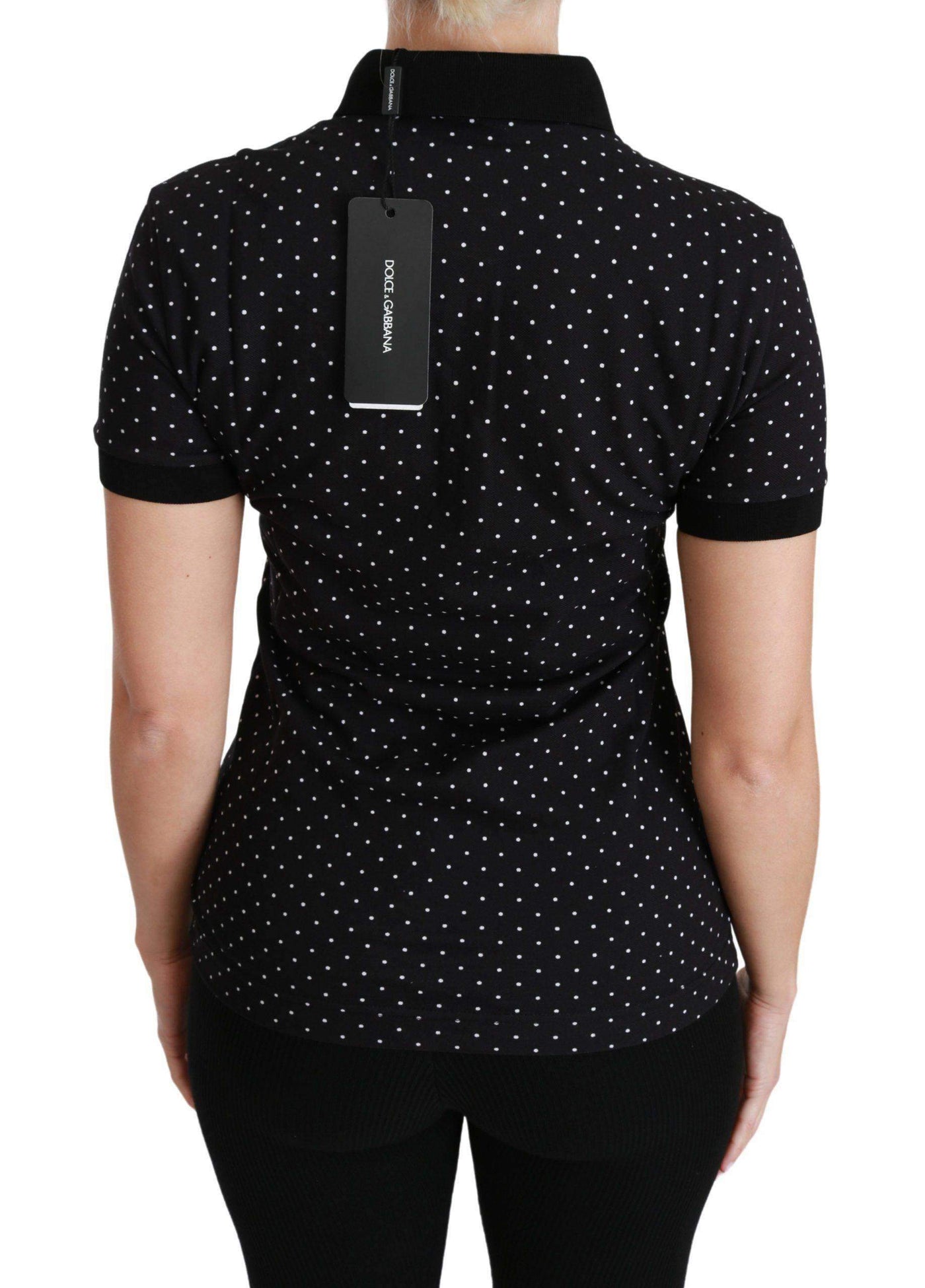 Dolce & Gabbana Black Dotted Collared Polo Shirt Cotton Top #women, Black, Brand_Dolce & Gabbana, Catch, Dolce & Gabbana, feed-agegroup-adult, feed-color-black, feed-gender-female, feed-size-IT36 | XS, feed-size-IT38|XS, feed-size-IT42|M, Gender_Women, IT36 | XS, IT38|XS, IT42|M, Kogan, Tops & T-Shirts - Women - Clothing, Women - New Arrivals at SEYMAYKA