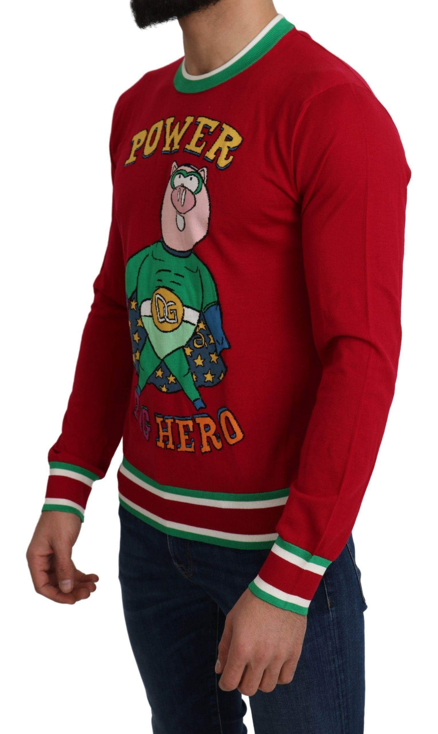 Dolce & Gabbana  Red Wool Silk Pig of the Year Sweater #men, Brand_Dolce & Gabbana, Catch, Dolce & Gabbana, feed-agegroup-adult, feed-color-red, feed-gender-male, feed-size-IT46 | S, feed-size-IT48 | M, feed-size-IT50 | L, feed-size-IT52 | XL, Gender_Men, IT46 | S, IT48 | M, IT50 | L, IT52 | XL, Kogan, Men - New Arrivals, Red, Sweaters - Men - Clothing at SEYMAYKA