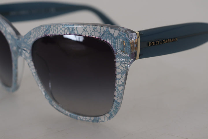 Dolce & Gabbana Blue Lace Acetate Rectangle Shades DG4226 Sunglasses