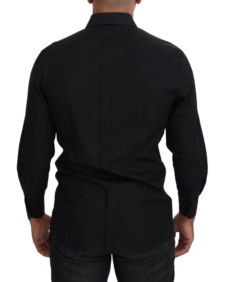 Dolce & Gabbana Black GOLD Cotton Collared Long Sleeve Shirt