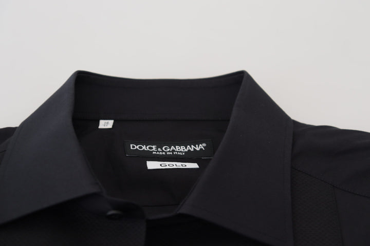 Dolce & Gabbana Black GOLD Cotton Collared Long Sleeve Shirt